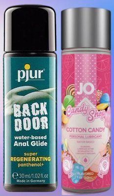 Набір лубрикантів pjur backdoor Regenerating 30 мл + System JO H2O Cotton Candy (60 мл) LB520 фото