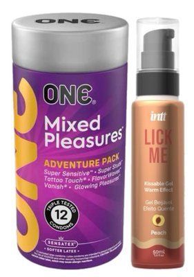 Комплект 12 шт ONE Mixed Pleasures + Гель INTT Lick Me Kissable Gel Peach 50 мл SOS6134 фото