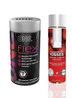 ONE Flex 10 шт.+ Змазка на водній основі System JO H2O &mdash; Strawberry Kiss (120 мл) SOS6385 фото