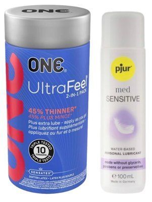 Набор ONE UltraFeel 10 шт + Pjur MED Sensitive Glide 100 мл SOS13082 фото