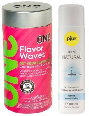 Комплект ONE Flavor Waves 12 штук + Pjur MED Natural Glide 100 мл SOS12982 фото