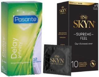 Набор с Skyn ​​Supreme Feel 10 штук + Pasante Infinity Delay, 12 шт SOS8063 фото