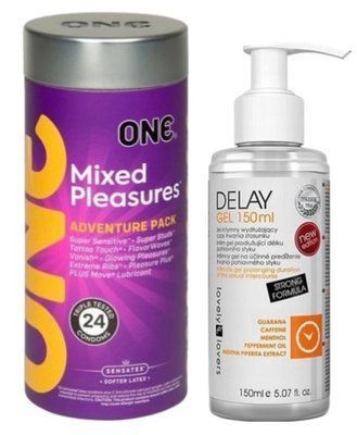 Набор из 24 шт ONE Mixed Pleasures + Пролонгатор Lovely Lovers DELAY GEL 150ml SOS9361 фото