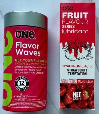 Комплект ONE Flavor Waves 12 шт + Гель-лубрикант полуничний 120 мл OLO SOS3663 фото