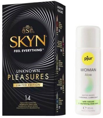 Набор Skyn ​​Unknown Pleasures 14 шт + pjur Woman Aloe 30 мл SOS13382 фото