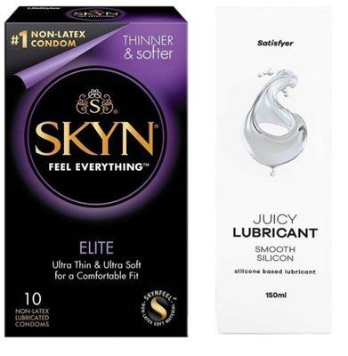 Комплект Лубрикант Satisfyer Juicy Lubricant Smooth Silicon 150 мл + SKYN Elite 10 шт SOS12682 фото