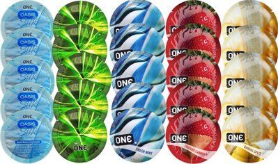 Набор с 25 шт One Oasis Silk + ONE Glowing + ONE Fresh Mint + ONE Chocolate Strawberry + ONE Banana SOS8360 фото