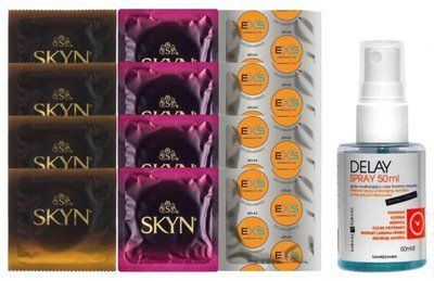 Комплект: Пролонгатор LOVELY LOVERS DELAY SPRAY 50 ML + 8 шт SKYN + 4 шт EXS Delay SOS10825 фото