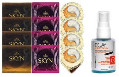 Комплект: Пролонгатор LOVELY LOVERS DELAY SPRAY 50 ML + 8 шт. SKYN + 4 шт. OLO Gold 001 SOS10875 фото