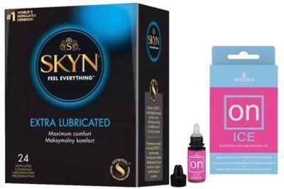 Набор из SKYN Extra Lube (24 шт) + Возбудительные капли Sensuva ON Arousal Oil for Her Ice (5 мл) SOS10071 фото