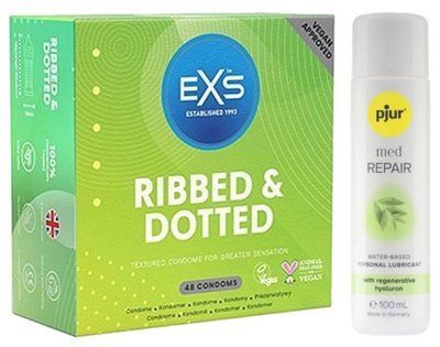 Набір EXS Ribbed & Dotted (48 шт) + pjur MED Repair Glide 100 мл SOS13532 фото