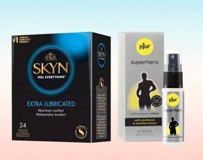 SKYN Extra Lube 24 шт та спрей pjur Superhero 20 ml SOS6334 фото
