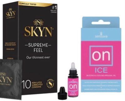 Набор из Skyn ​​Supreme Feel 10 шт + возбуждающие капли Sensuva ON Arousal Oil for Her Ice (5 мл) SOS10271 фото