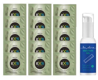 Комплект EXS Snug Fit 15 шт + Erection Gel, 50 мл &ndash; Loveline SOS14885 фото