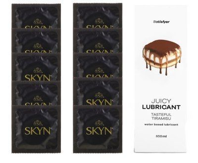 Комплект SKYN Original 10 шт. + Лубрикант Satisfyer Juicy Lubricant Tasteful Tiramisu 300 мл SOS12632 фото