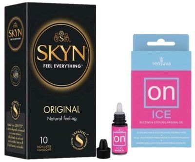 Набор из SKYN Original (10 шт) + жидкий вибратор Sensuva ON Arousal Oil for Her Ice (5 мл) SOS9871 фото