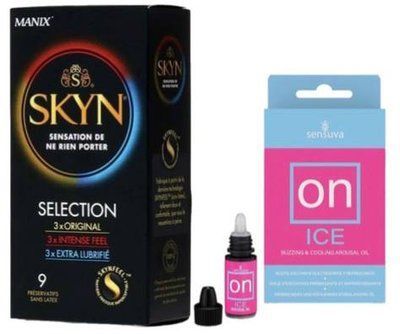 Набор из SKYN Selection (9 шт) + Возбудительные капли для клитора Sensuva &ndash; ON Arousal Oil for Her Ice (5 мл) SOS9671 фото