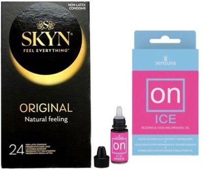 Набор из SKYN ORIGINAL 24 шт. + Жидкий вибратор Sensuva ON Arousal Oil for Her Ice (5 мл) SOS9971 фото
