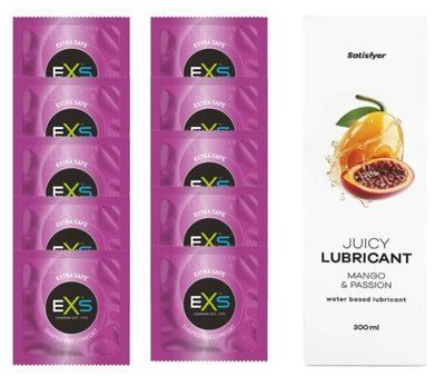 Комплект: EXS EXTRA SAFE 10 шт. + Лубрикант Satisfyer Mango & Passion 300 мл SOS11478 фото
