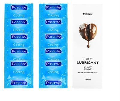 Комплект Pasante Cooling 10шт. + Лубрикант Satisfyer Juicy Lubricant Crazy Crave 300 мл SOS11580 фото