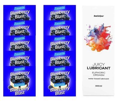 Комплект Pasante Blueberry 10шт. + Лубрикант Satisfyer Juicy Lubricant Euphoric Orgasm 300 мл SOS11680 фото