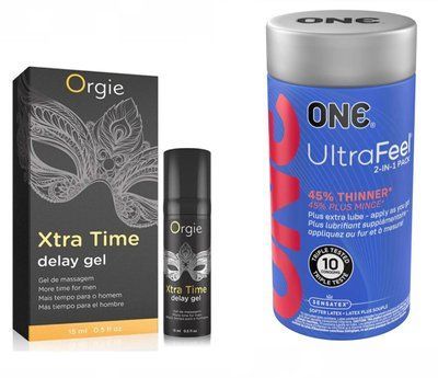 Гель для мужчин ORGIE X-TRA TIME, 15 мл и ONE UltraFeel 2-in-1 Pack 10 шт SOS767 фото
