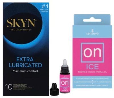 Набор из SKYN Extra Lube (10 шт) + Возбудительные капли Sensuva ON Arousal Oil for Her Ice (5 мл) SOS10171 фото