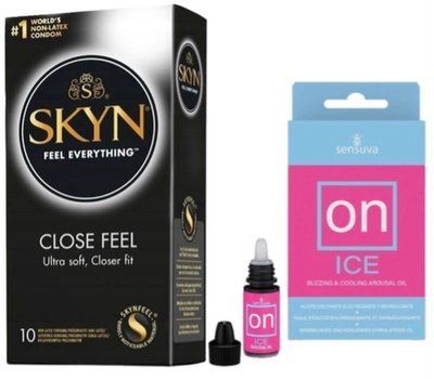 Набор из SKYN Close Feel (10 шт) + жидкий вибратор Sensuva ON Arousal Oil for Her Ice (5 мл) SOS9771 фото