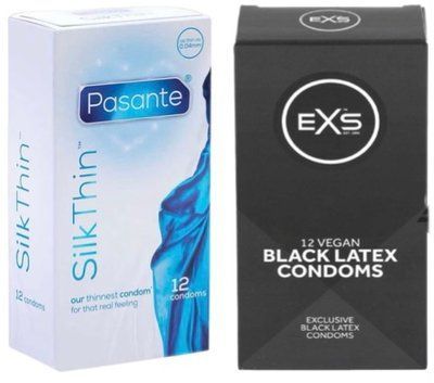 Набір з Pasante Silk Thin 12 шт + EXS Black Latex 12 шт SOS8113 фото