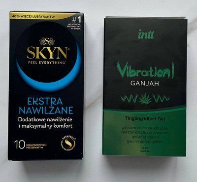 Набір SKYN Extra Lube 10 шт + Рідкий вібратор Intt Vibration Ganjah (15 мл) SOS2713 фото