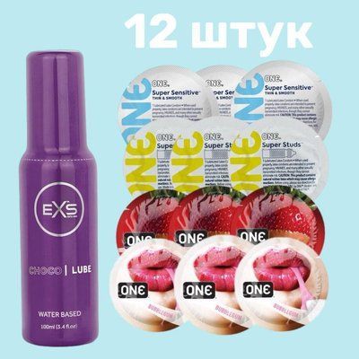 Комплект 12 шт ONE + Лубрикант EXS Choco Lube Water Based 100 мл SOS4212 фото