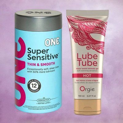 Набір ONE Super Sensitive 12 шт + LUBE TUBE HOT, 150 мл ORGIE SOS4412 фото