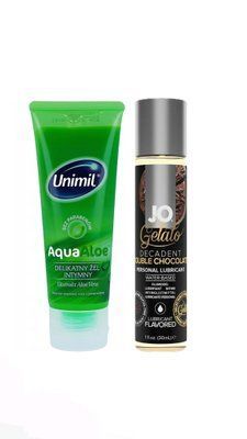 Набір лубрикантів Unimil Aloe 80 мл + System JO Double Chocolate (30 мл) LB158 фото