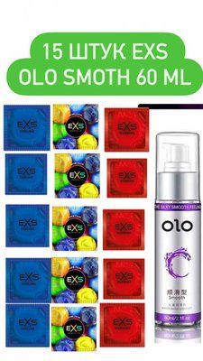 EXS 15 шт : Cooling, Warming , Bubblegum та Лубрикант "olo smooth" 60 мл SOS423 фото