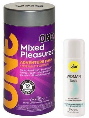Комплект ONE Mixed Pleasures 12 шт + Pjur Woman Nude 30 мл SOS12938 фото