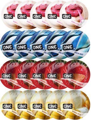 Набір з 20 шт ONE Bubblegum + ONE Fresh Mint + ONE Chocolate Strawberry + ONE Banana Split SOS8216 фото