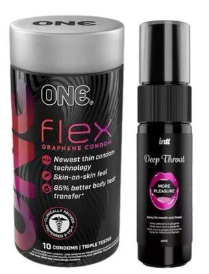Комплект Набір 10 штук ONE Flex графен + Спрей Intt Deep Throat Oral Spray (12 мл) SOS6240 фото