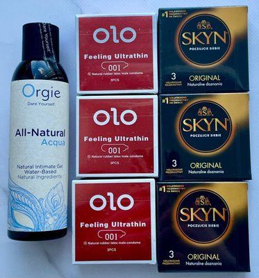 Набор 18 шт OLO возбуждающий 001 + Skyn ​​Original + Лубрикант ALL-NATURAL Acqua 150 мл Orgie SOS3819 фото