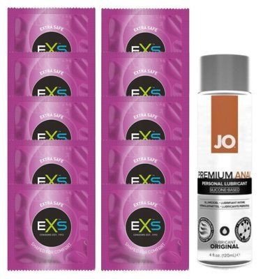 Комплект EXS Extra Safe 10 шт + JO Anal Premium Original (120 мл SOS14139 фото