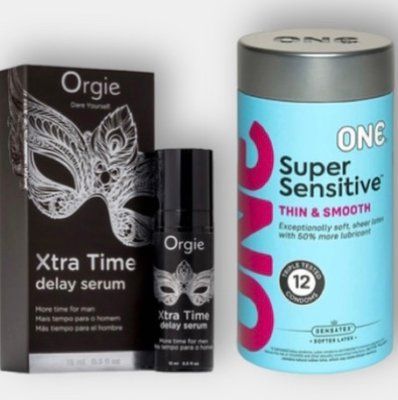 ONE Super Sensitive 12 шт - Пролонгатор Orgie Xtra Time Delay Serum, 15 мл SOS6291 фото