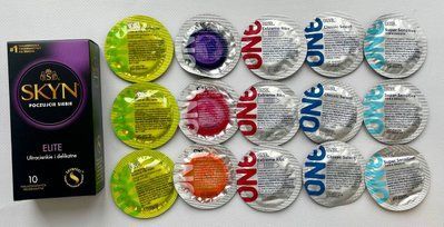 Комплект 25 штук SKYN Elite + ONE Extreme Ribs, Glowing Pleasures, Color Sensations, Classic, Super Sensitive SOS2219 фото