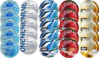 Набор из 25 шт One Oasis Silk + ONE Classic + ONEFreshMint + ONEChocolateStrawberry + ONEBanana SOS8366 фото