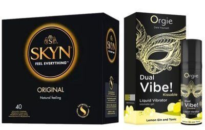 SKYN ORIGINAL 40 шт + Orgie Dual Vibe! Lemon Gin And Tonic 15 мл SOS7072 фото