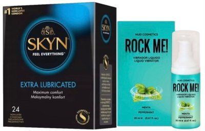 Набор SKYN Extra Lube (24 шт) + Жидкий вибратор ROCK ME! Mint Flavor (20 мл) от Nuei SOS10077 фото