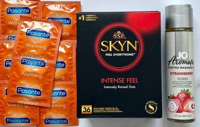 Комплект 46 шт Skyn Intense feel - Pasante Warming + System JO Aromatix Strawberry 120 мл SOS1668 фото