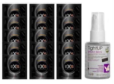 Комплект EXS Black Latex 15 шт + Lovely Lovers TightUP Spray 50 мл SOS14637 фото