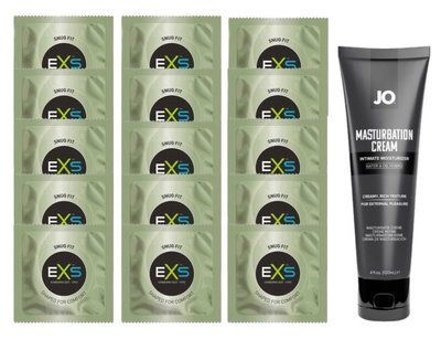 Комплект EXS Snug Fit 15 шт + JO Masturbation Cream, 120 мл SOS14891 фото