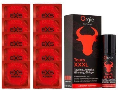 Комплект EXS Warming 10 шт + Orgie TOURO XXXL Cream (15 мл) SOS14340 фото
