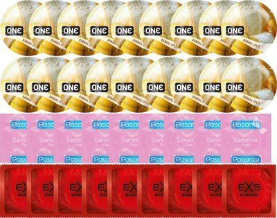 Набор 36 шт ONE Banana Split + Pasante Extra Sensitive + EXS Warming Comfy Fit SOS7770 фото