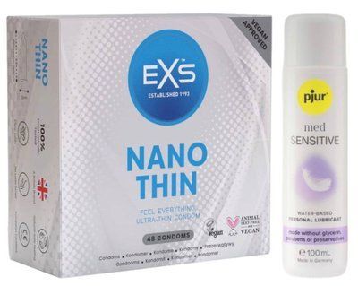 Набір EXS NANO Thin (48 шт) + pjur MED Sensitive Glide 100 мл SOS13538 фото